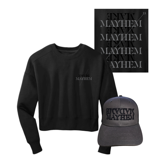 Noir Mayhem Bundle - Ladies Fleece Cropped Crew + Cap